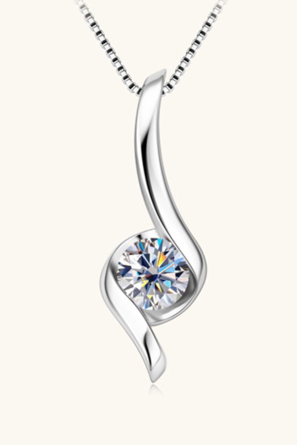 Elegant Sterling Silver 1 Carat Moissanite Pendant Necklace