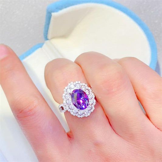 Stunning 2 Carat Moissanite 925 Sterling Silver Ring with Sparkling Gemstone Halo