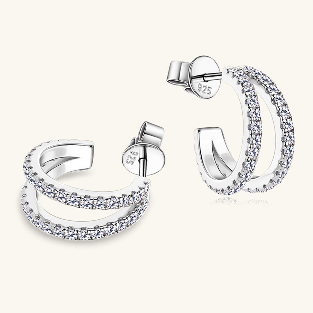 Moissanite 925 Sterling Silver C-Hoop Earrings - KevRow5760