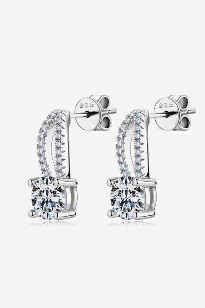 Elegant 1 Carat Moissanite 925 Sterling Silver Earrings with Sparkling Round-Cut Stones