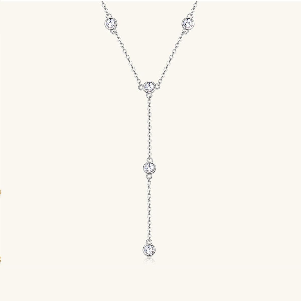 Elegant 1.1 Carat Moissanite 925 Sterling Silver Necklace with Sparkling Gemstone Pendants