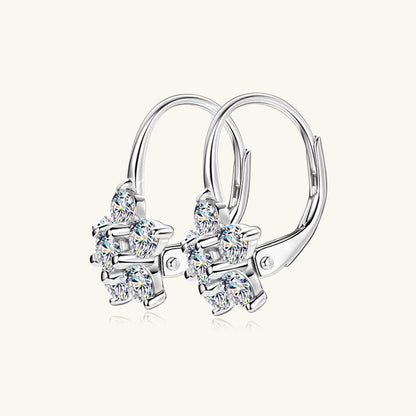 Sparkling moissanite flower cluster hoop earrings in 925 sterling silver