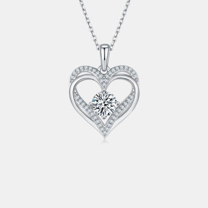 Elegant 1.2 Carat Moissanite Heart Pendant Necklace in 925 Sterling Silver