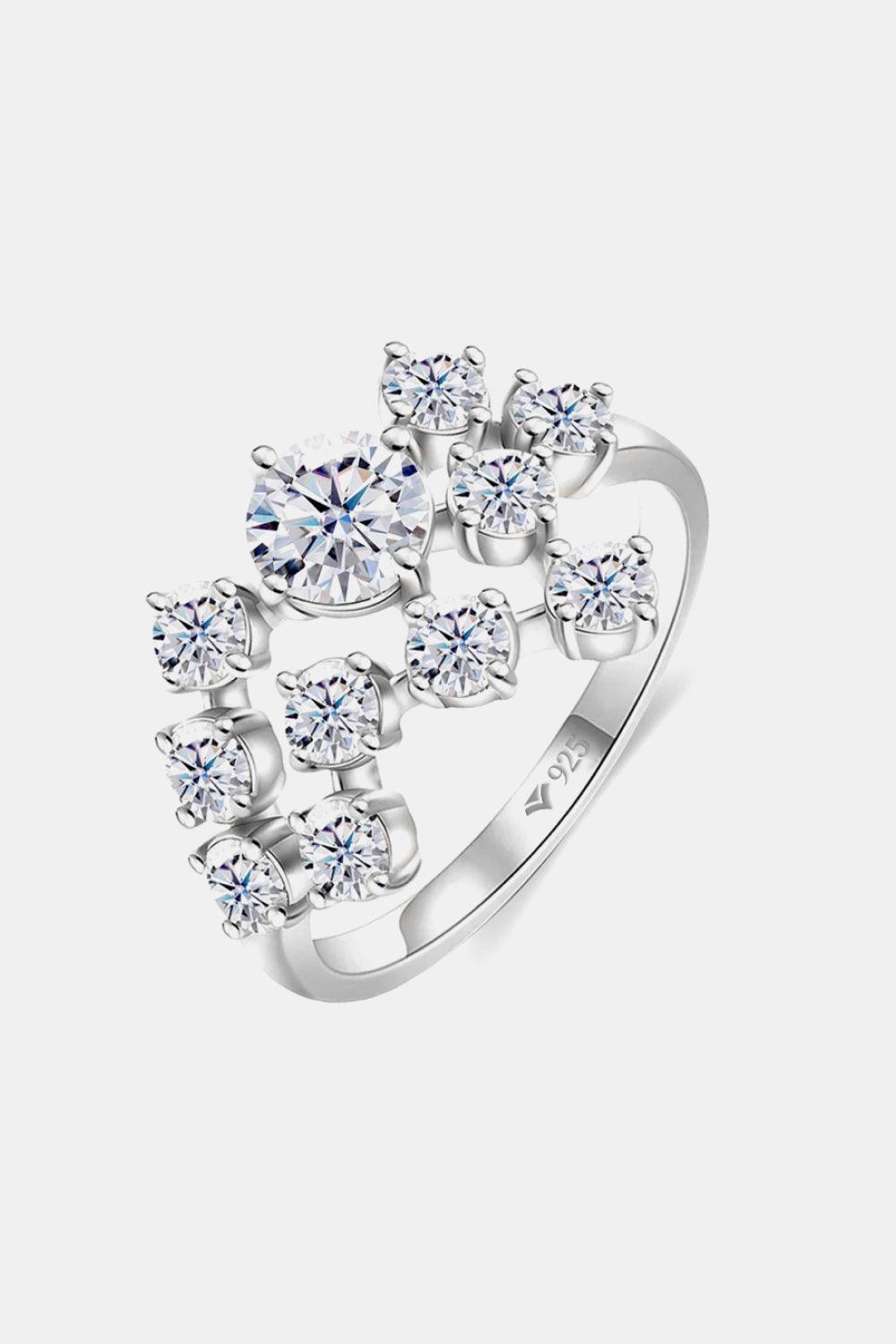 Elegant Sterling Silver Ring with Sparkling Moissanite Stones