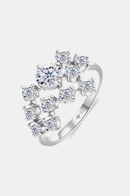 Elegant Sterling Silver Ring with Sparkling Moissanite Stones