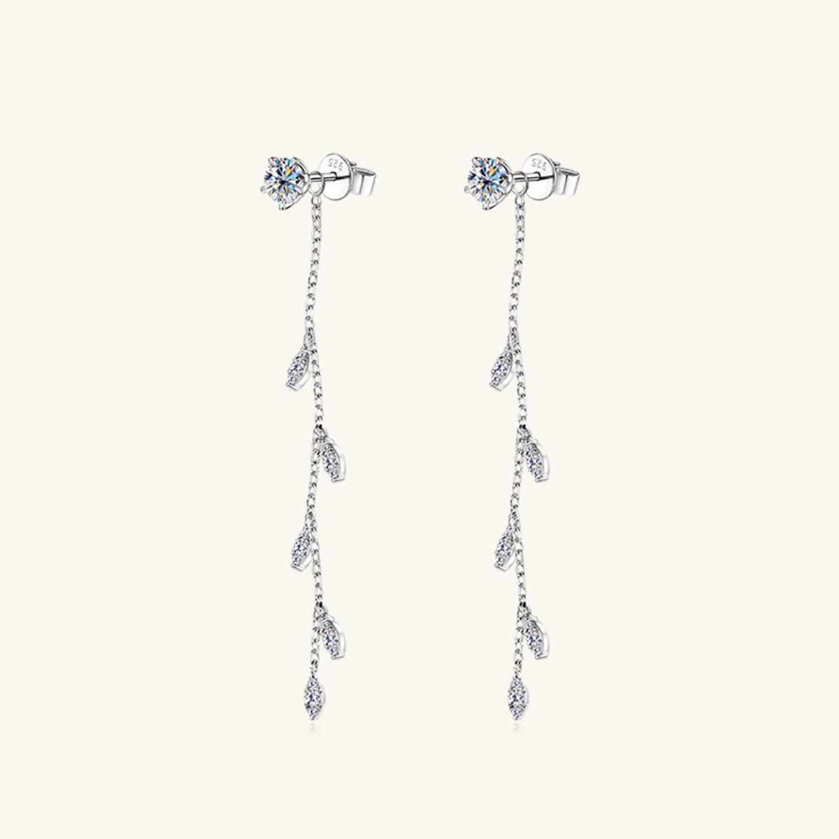 Elegant 1.38 Carat Moissanite Leaf Earrings in 925 Sterling Silver