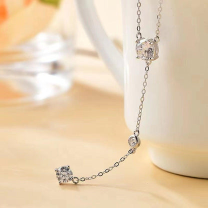 Elegant Sterling Silver Moissanite Necklace with Sparkling Gemstones