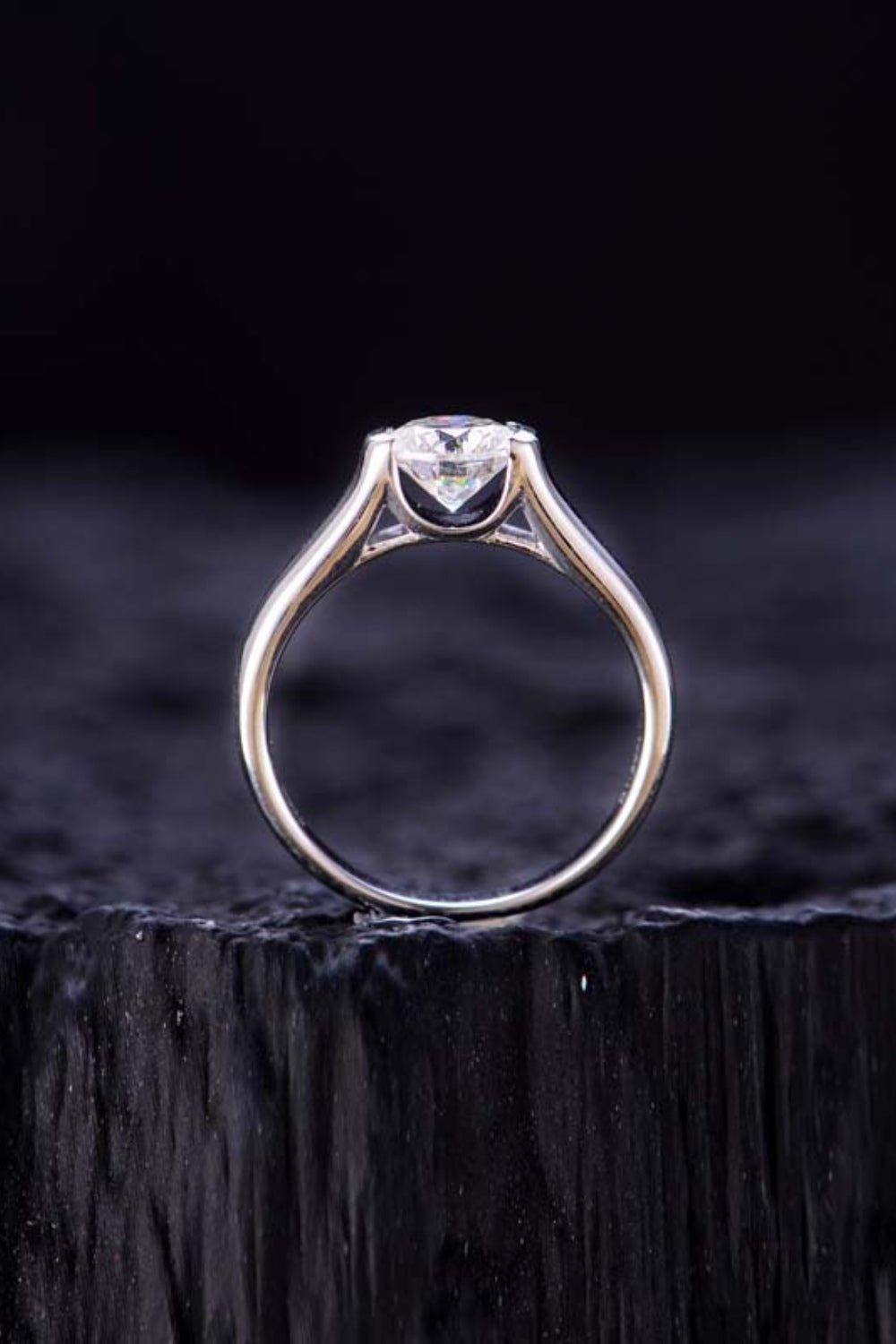 Elegant 1.5 carat Moissanite diamond ring in sleek sterling silver setting