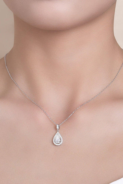 Elegant 1.5 Carat Moissanite Teardrop Necklace in 925 Sterling Silver