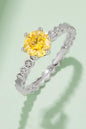 Sparkling 1 Carat Moissanite Flower Ring - Elegant 925 Sterling Silver with Yellow Gem Center