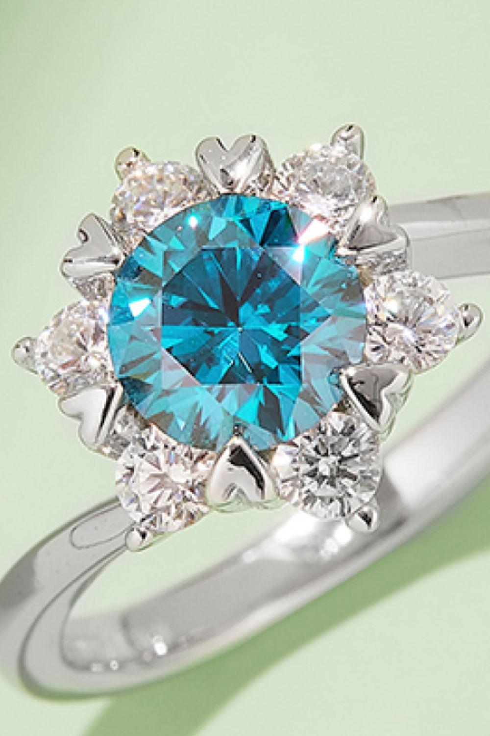 Dazzling 1 Carat Moissanite and Sterling Silver Cluster Ring