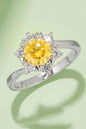 Elegant Moissanite Cluster Ring with Shimmering Yellow Center Stone