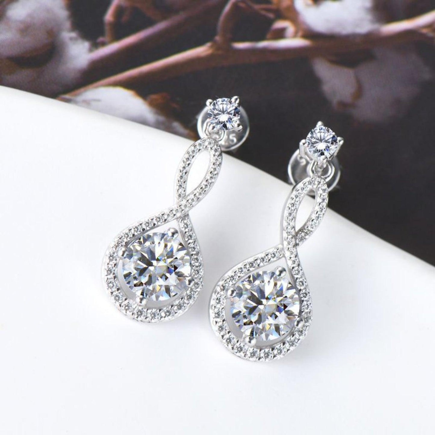 Elegant Moissanite 925 Sterling Silver Earrings with Sparkling Gemstones