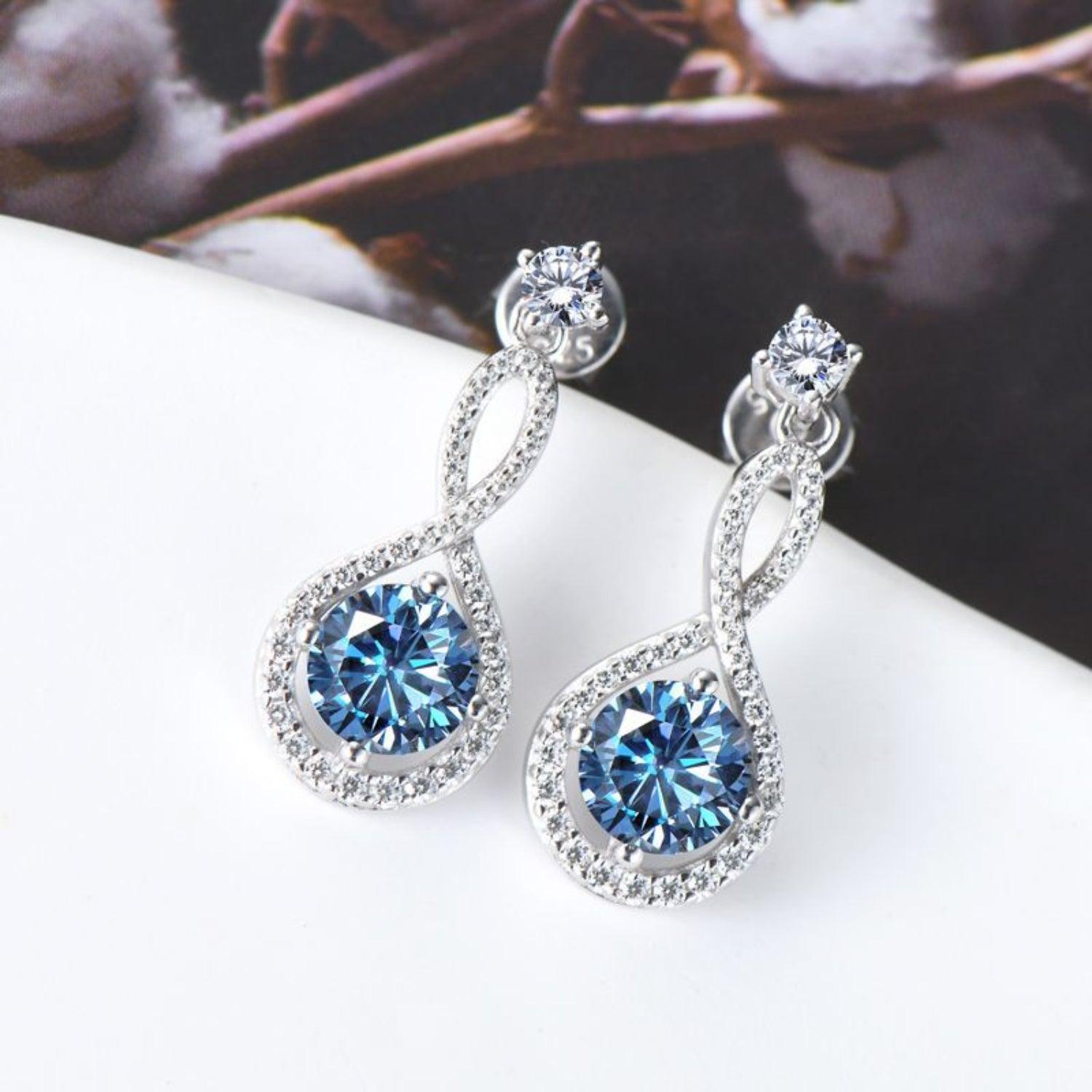 Elegant 1 Carat Moissanite 925 Sterling Silver Earrings with Sparkling Blue Gemstones