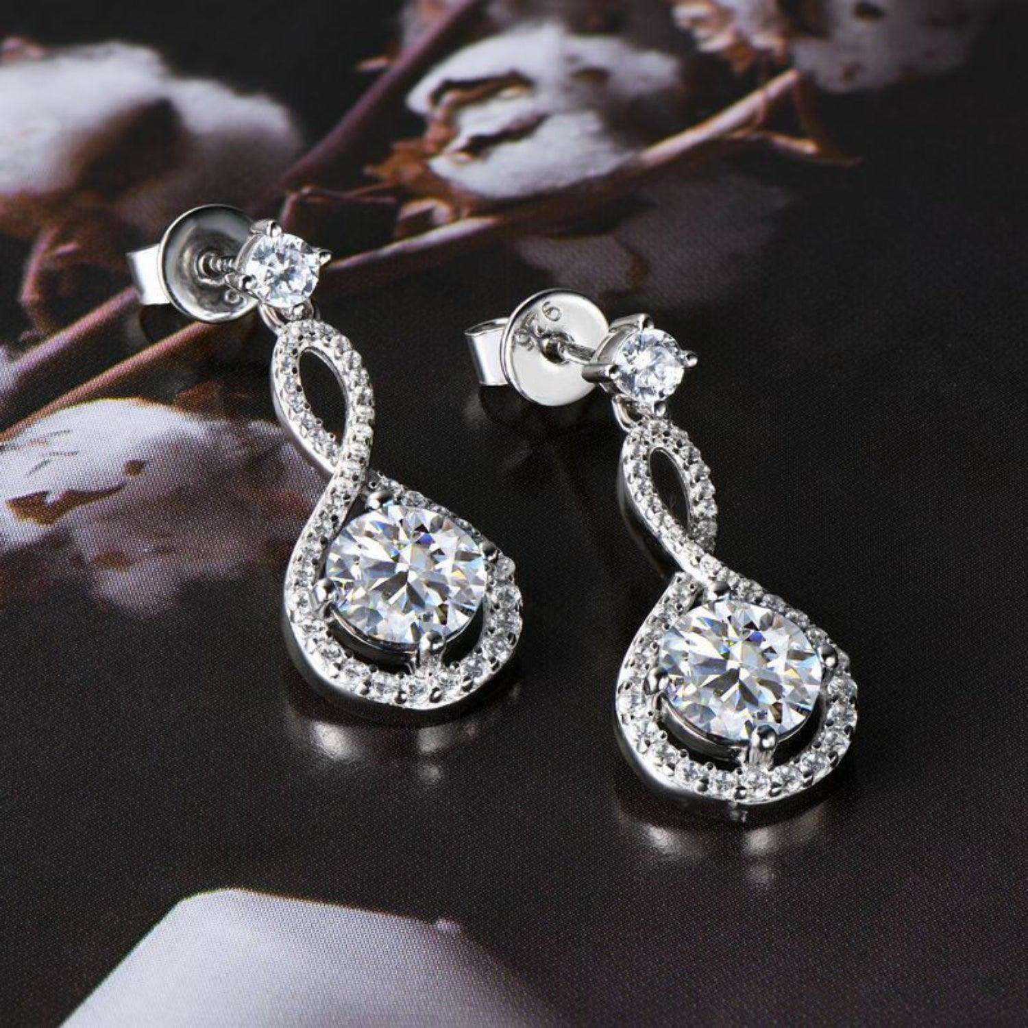 Elegant Sterling Silver Moissanite Earrings with Sparkling Diamonds