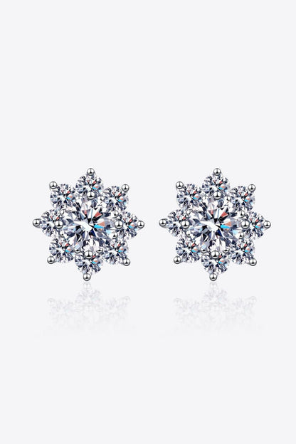 Elegant 1 Carat Moissanite Flower Earrings in 925 Sterling Silver