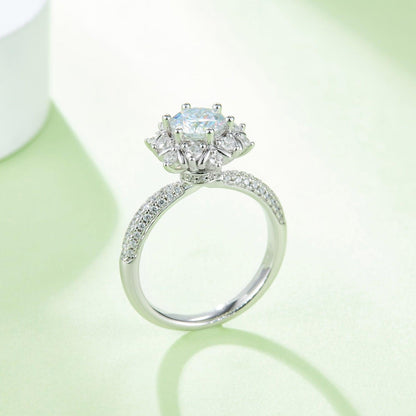 Stunning 1 Carat Moissanite Flower-Shaped 925 Sterling Silver Ring