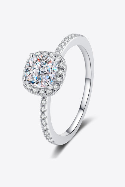 1 Carat Moissanite Halo Ring in 925 Sterling Silver