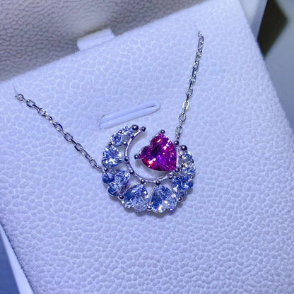 Elegant 1 Carat Moissanite Heart Necklace with Silver Pendant