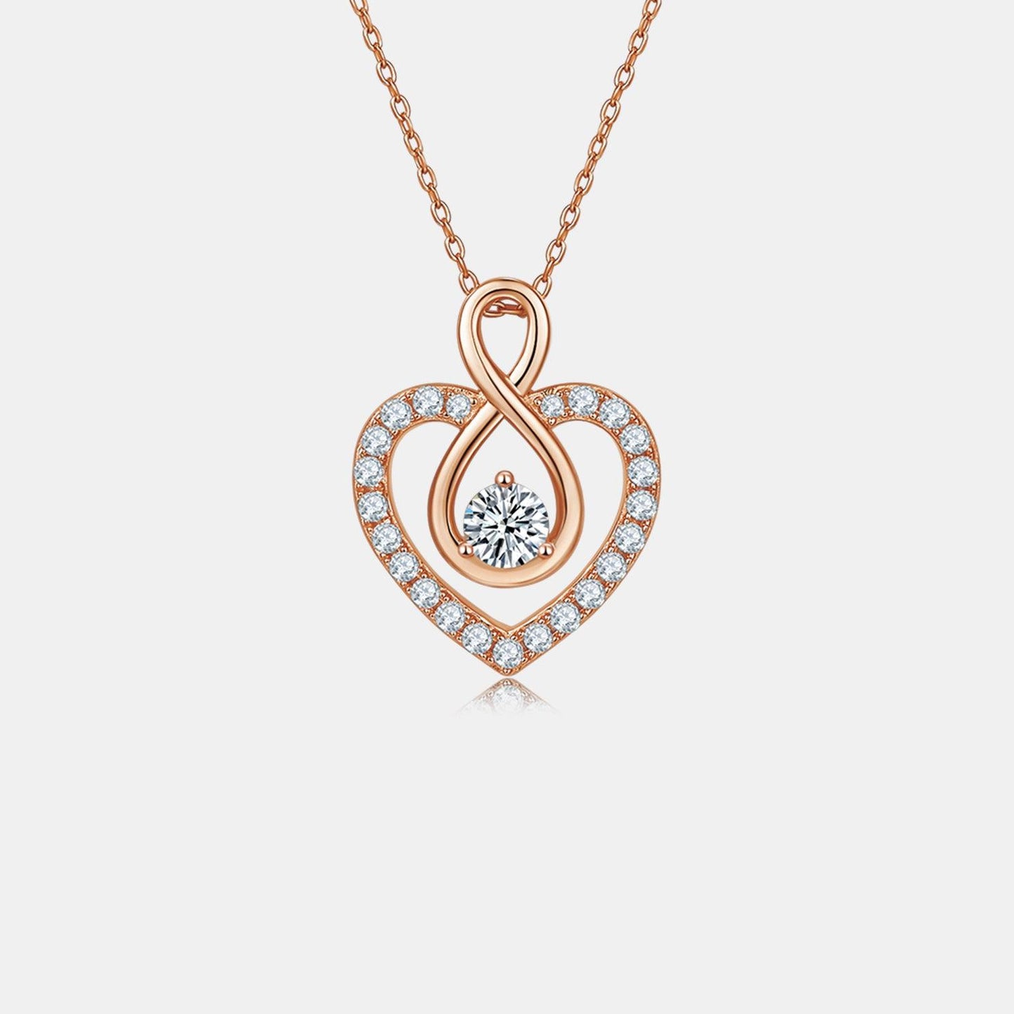 Elegant Rose Gold Heart-Shaped Moissanite Necklace with Sparkling Diamonds