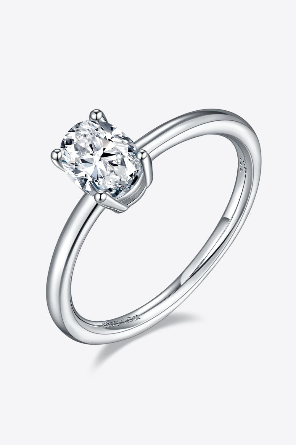 1 Carat Moissanite 925 Sterling Silver Solitaire Ring - KevRow5760