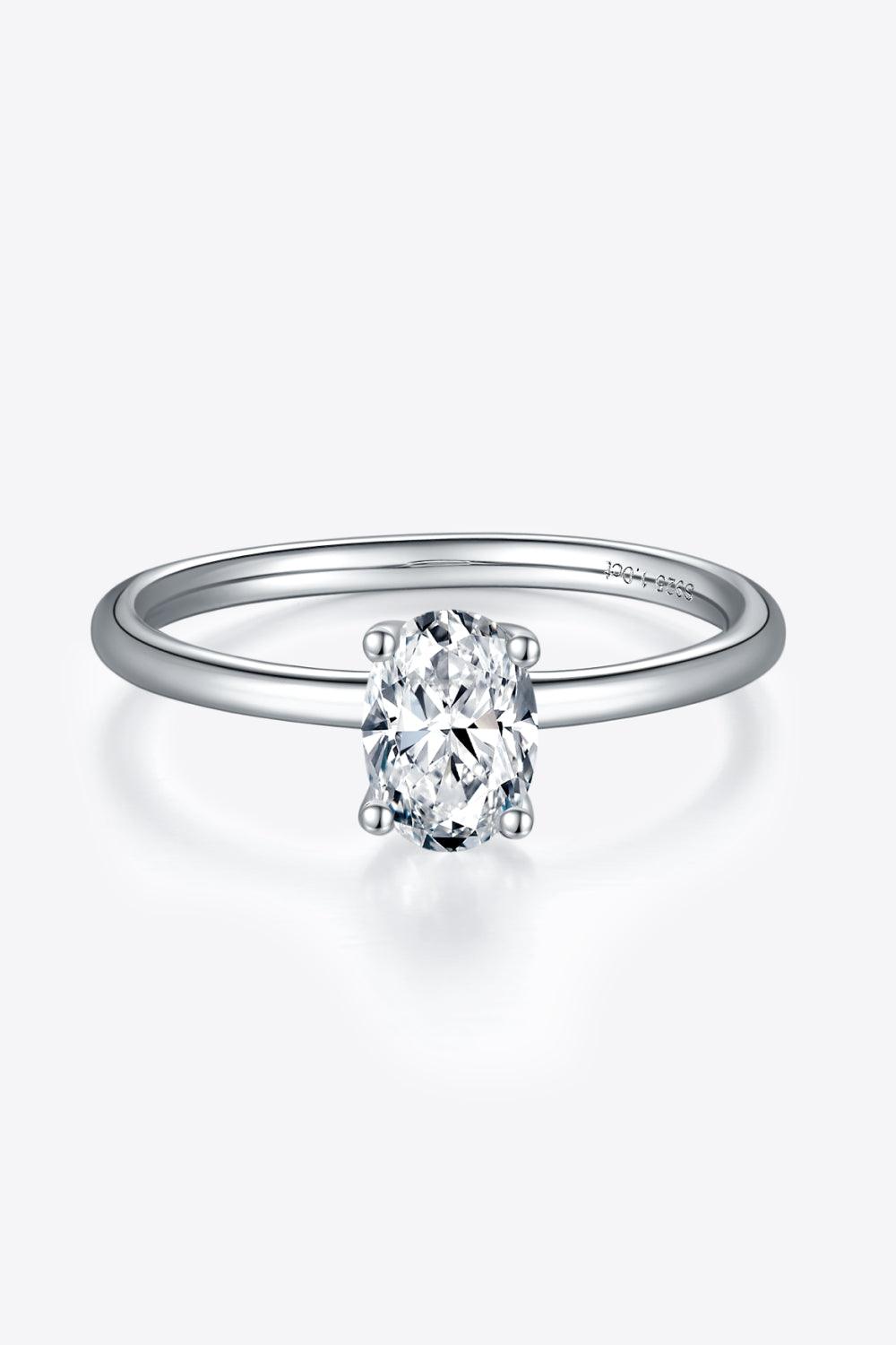 1 Carat Moissanite 925 Sterling Silver Solitaire Ring - KevRow5760