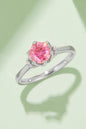 Elegant 1 Carat Moissanite Contrast 925 Sterling Silver Ring with Sparkling Pink Gemstone