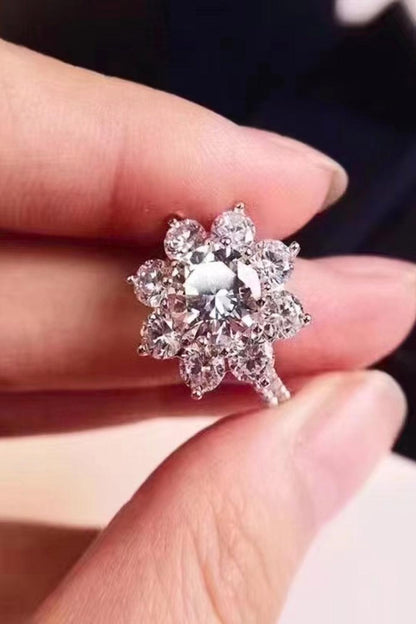 Elegant 1 Carat Moissanite Flower Ring with Sparkling Diamonds