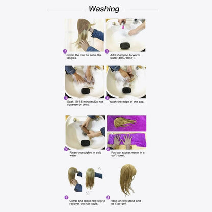 Detailed instructions for washing synthetic long straight 24" 130% density lace front wigs.