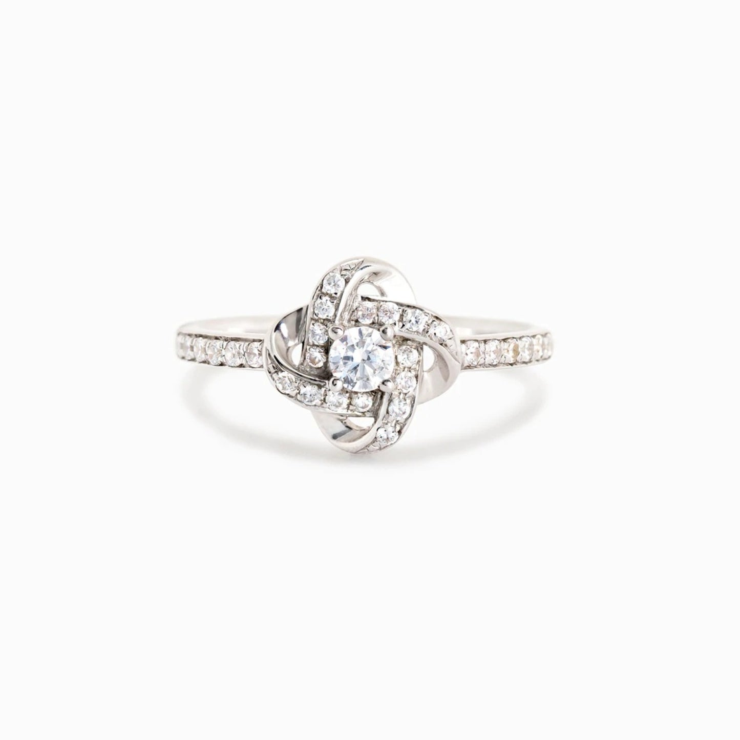 a white gold ring with diamonds on it