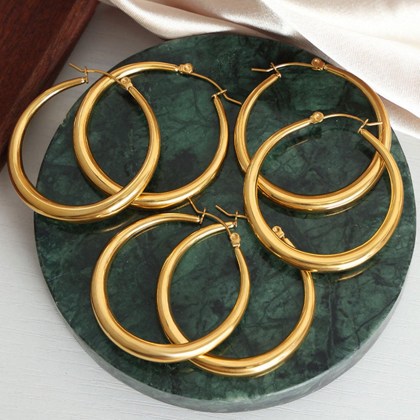 18K Gold-Plated Hoop Earrings - KevRow5760