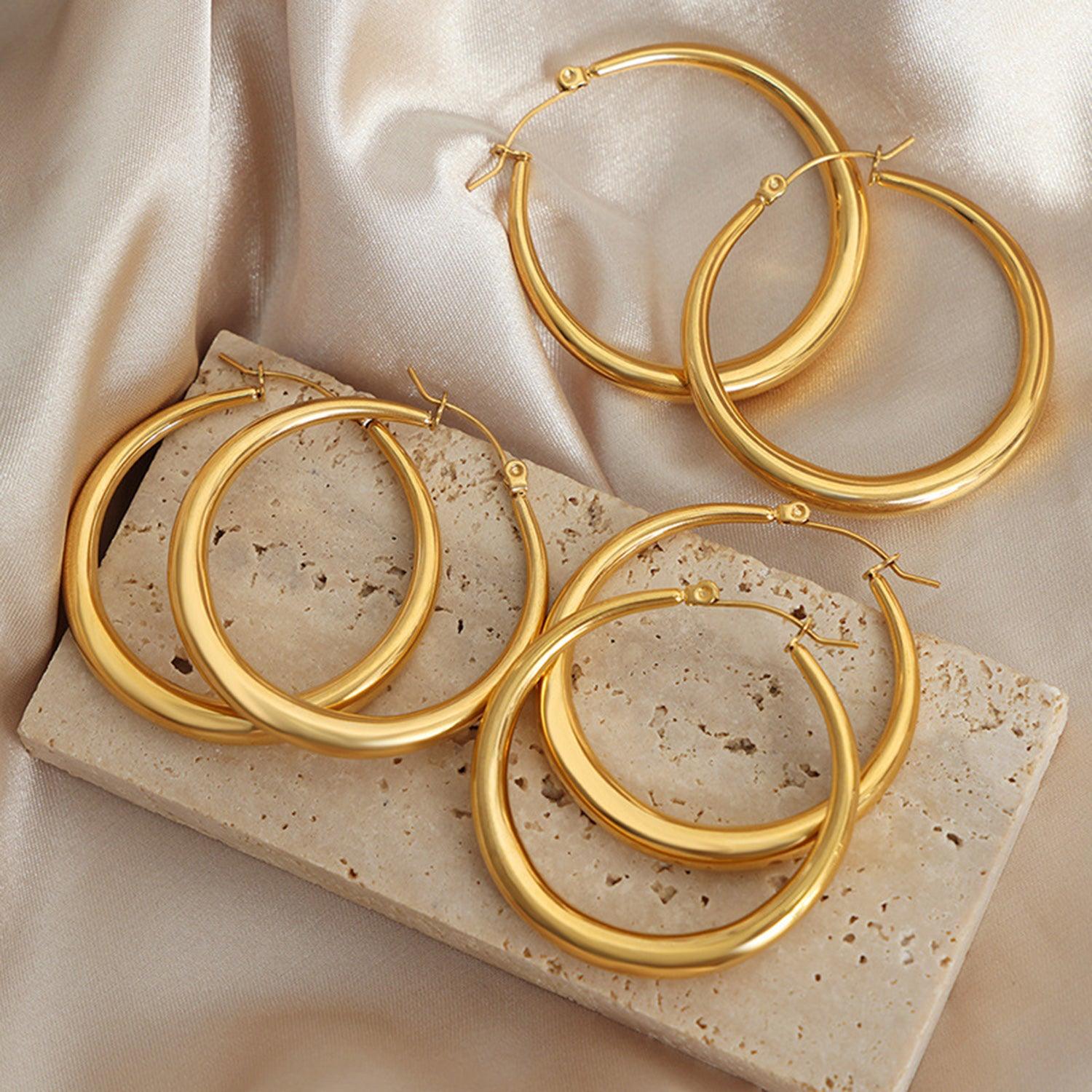 18K Gold-Plated Hoop Earrings - KevRow5760