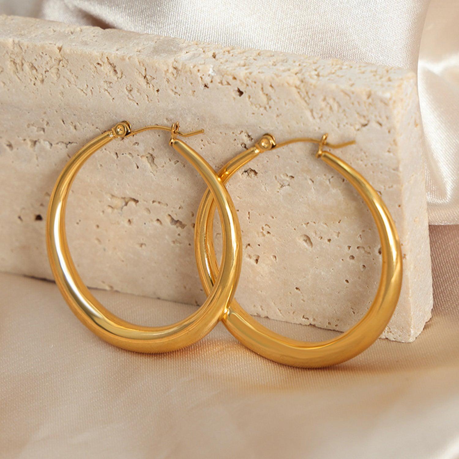 18K Gold-Plated Hoop Earrings - KevRow5760