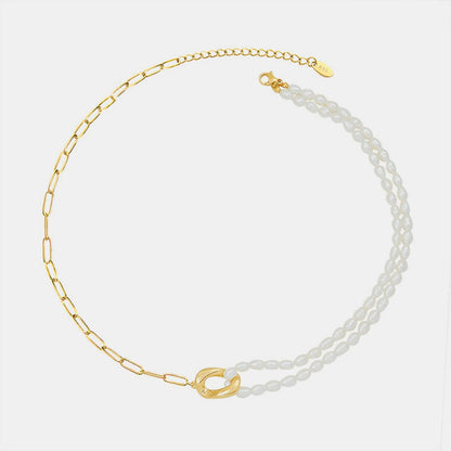 18K Gold-Plated Titanium Steel Pearl Necklace - KevRow5760