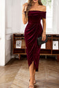 Red Dahlia Velvet Off the Shoulder Party Dress