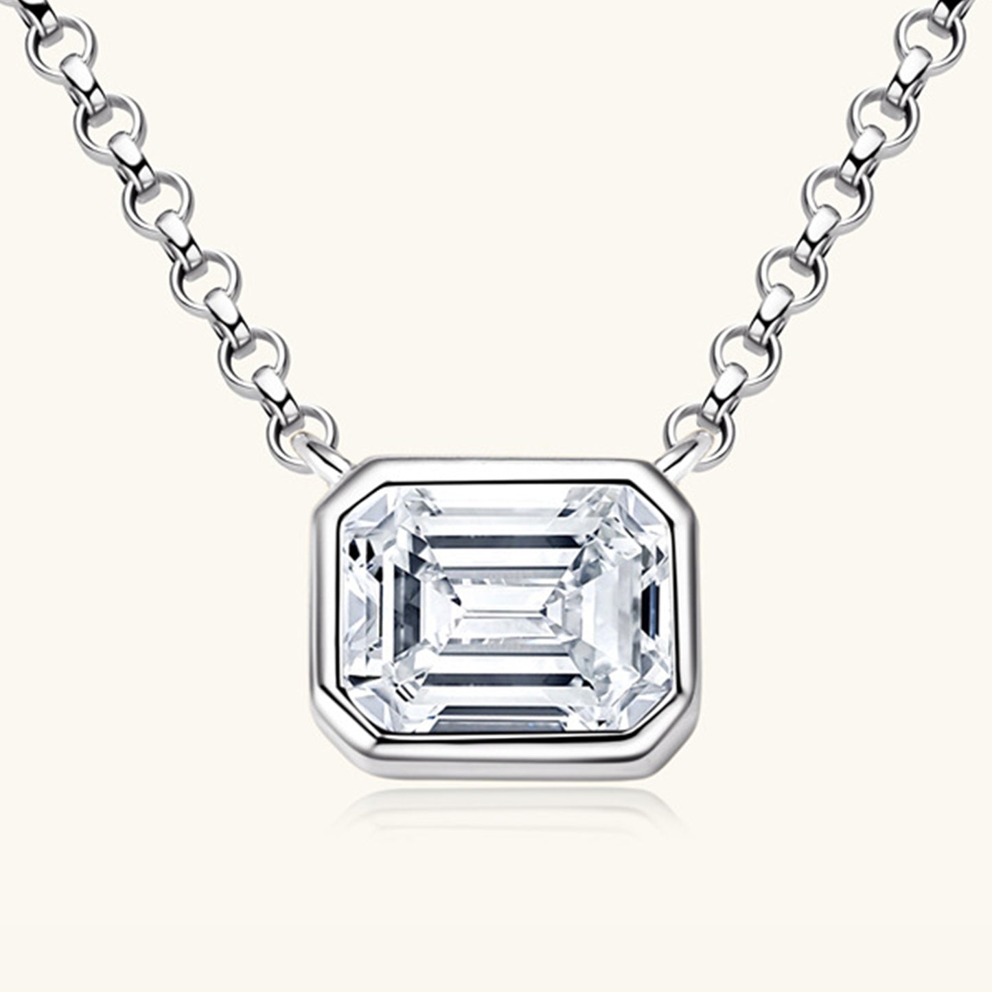 Elegant 1 carat moissanite pendant necklace in sterling silver setting