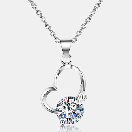 2 Carat Moissanite Heart 925 Sterling Silver Necklace - KevRow5760