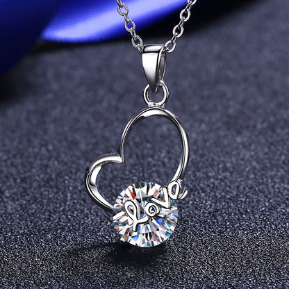 2 Carat Moissanite Heart 925 Sterling Silver Necklace - KevRow5760