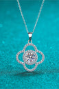 Glittering 1 Carat Moissanite Sterling Silver Necklace Pendant - Elegant floral design, sparkling stones, premium silver setting.