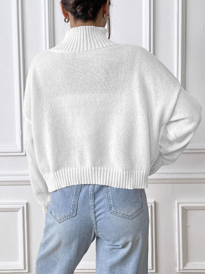 Bow Turtleneck Long Sleeve Sweater