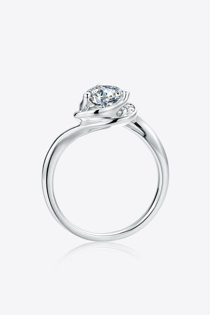 Stunning Moissanite Heart Ring - Sparkling Stone Set in Elegant Sterling Silver