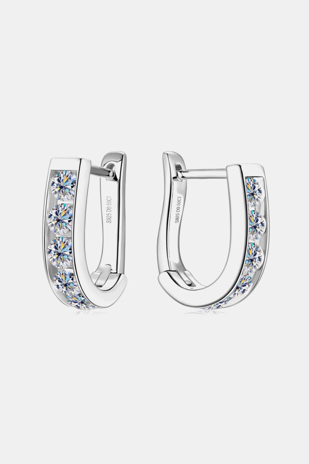 Sparkling 1 Carat Moissanite Sterling Silver Hoop Earrings