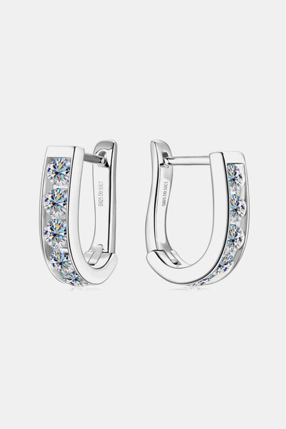 Sparkling 1 Carat Moissanite Sterling Silver Hoop Earrings