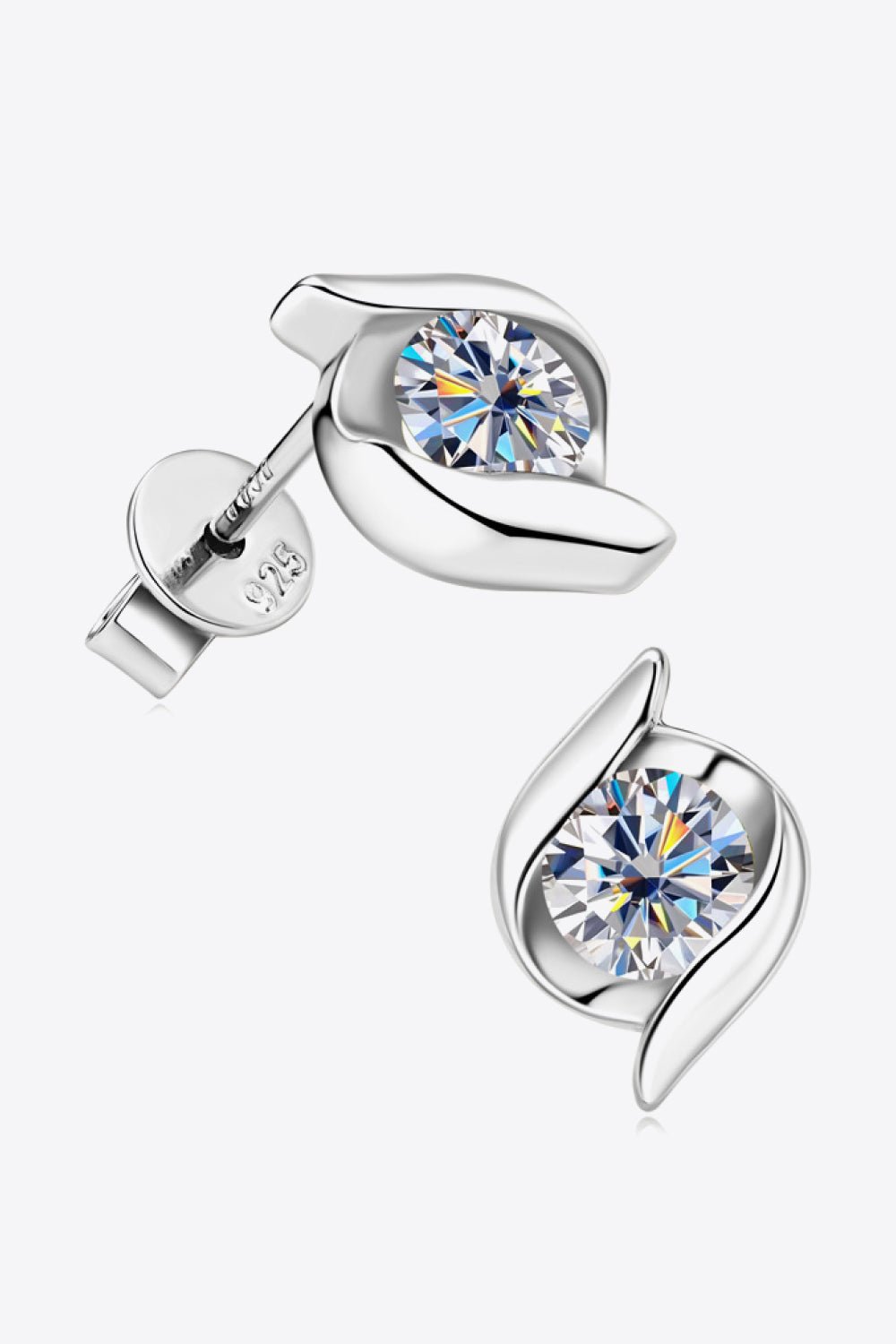 Sparkling 1 Carat Moissanite Stud Earrings in 925 Sterling Silver