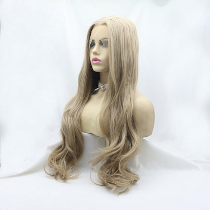 Long Blonde Wavy Synthetic Lace Front Wig, 130% Density