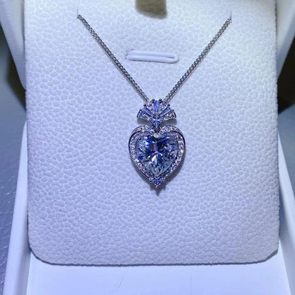 3 Carat Moissanite 925 Sterling Silver Heart Pendant Necklace - KevRow5760