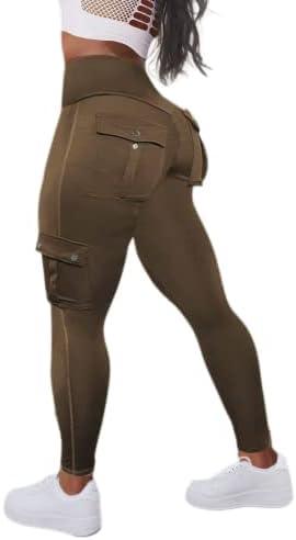 Flamingals Butt Lifting Leggings with Flap Pockets Workout Cargo Leggings for Women - KevRow5760