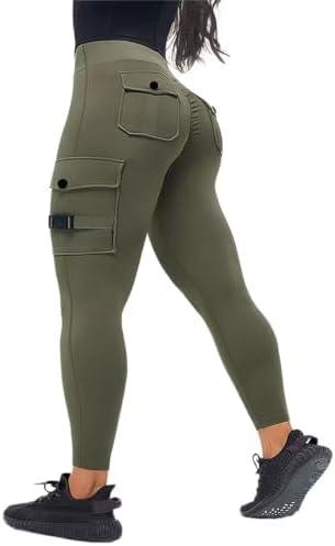 Flamingals Butt Lifting Leggings with Flap Pockets Workout Cargo Leggings for Women - KevRow5760