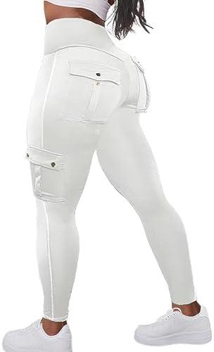 Flamingals Butt Lifting Leggings with Flap Pockets Workout Cargo Leggings for Women - KevRow5760