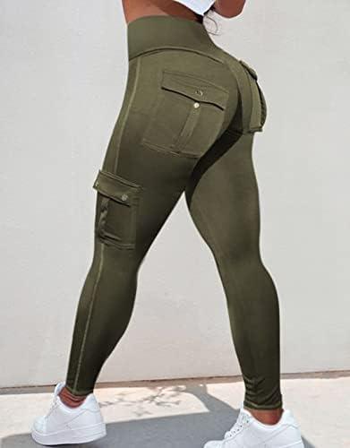 Flamingals Butt Lifting Leggings with Flap Pockets Workout Cargo Leggings for Women - KevRow5760